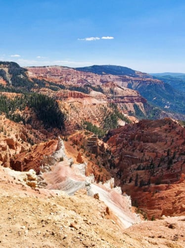 Vista aérea del pintoresco Monumento Nacional Cedar Breaks en un día soleado