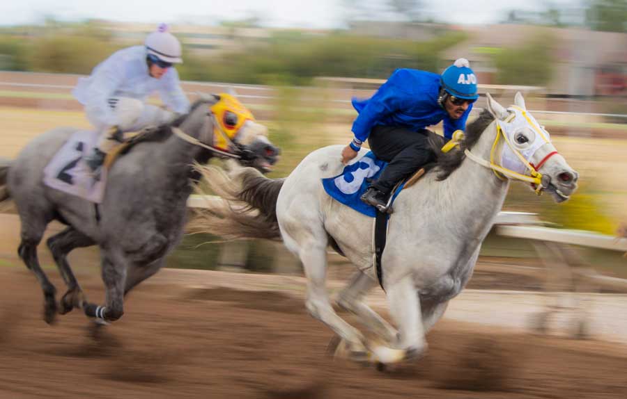 Una carrera de caballos en el hipódromo de Rillito Park